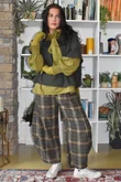 Patrick Plaid Brushed Cotton 7/8 Barrel Pant Olive